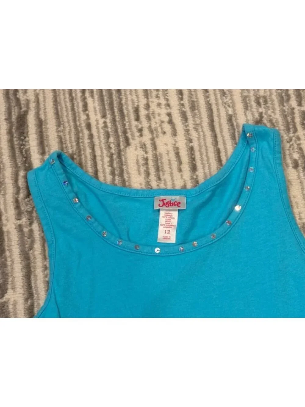 Justice girls size 12 leopard print blue/green/purple sparkly tank dress